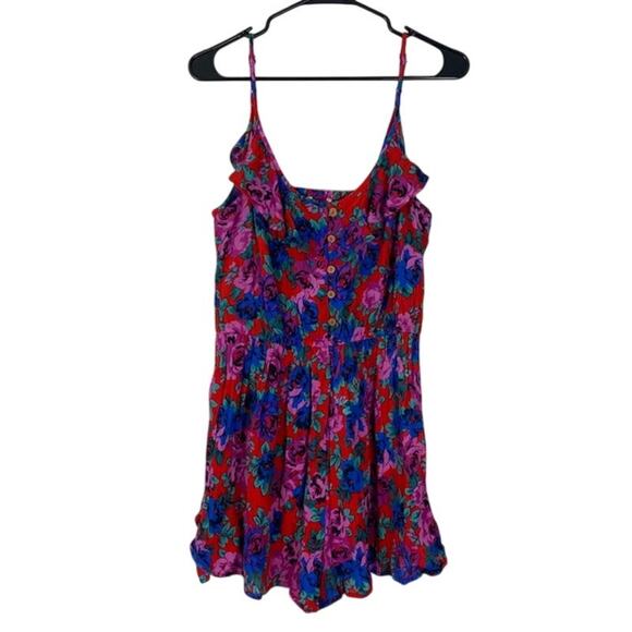 NWT Band of Gypsies Ruffle Side Tie Bright Floral Romper Medium - Picture 1 of 10